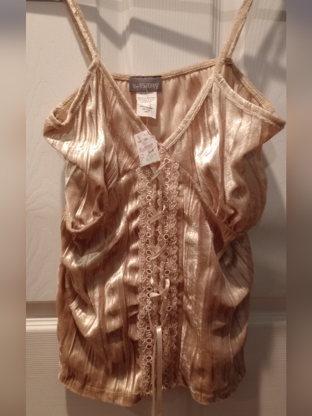 Gold Lace-Up Cami Top